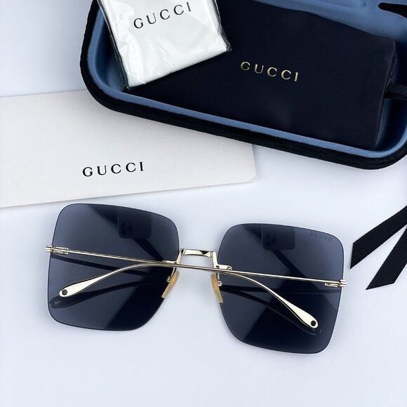 NEW GUCCI GG1147S 001 Gold Dark Gray Rimless Metal Butterfly Oversized Women main image 8